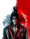 Artwork of japanese samurai warrior Royalty Free Stock Photo
