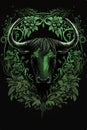 artwork illustration and t shirt design bull taurus engraving ornament