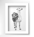 Artwork lama, digital sketch of animal, realistic Royalty Free Stock Photo