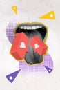 Artwork magazine picture of open mouth heart likes feedback standing tongue isolated drawing background Royalty Free Stock Photo