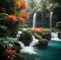 Hidden Waterfalls in the Forest. Waterfalls in a Lush Forest.