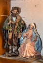 Artwork sculptures of Madonna and farmer at an exhibition in the artist studio