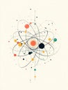 Vibrant Abstract Representation of Atomic Structure With Colorful Orbits and Particles Against a Light Background Royalty Free Stock Photo