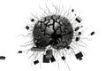 Abstract Black Brain Design With Creative Mind Illustration
