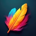 Artwork of t-shirt graphic design, feather, colorful, yellow, pink, hyperrealism, cinematic lighting Royalty Free Stock Photo