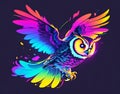 Artwork for t-shirt graphic of an owl swooping down to catch its prey.