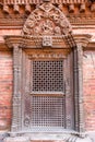 Artwork of a wondow at the temple in Durban square on Patan near Kathmandu