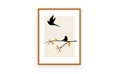 Bird on a branch and flying bird silhouette in autumn, vector Royalty Free Stock Photo