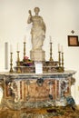 Artworks inside the cathedral of San Nicola di Bari in Taormina. Statue, marble Royalty Free Stock Photo
