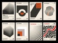 Artworks, posters inspired postmodern of vector abstract dynamic symbols with bold geometric shapes, useful for web