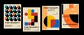 Artworks, posters inspired postmodern of vector abstract dynamic symbols with bold geometric shapes, useful for web