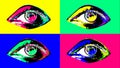 Arty four multicolored female human eyes