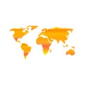 World map silhouette - yellow orange gradient