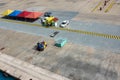 An ambulance on a cruise ship dock in Aruba waiting to take a cruise ship passenger to the hospital for a medical emergency