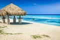 Aruba Arashi caribbean beach with palapa, Dutch Antilles, Caribbean Sea Royalty Free Stock Photo