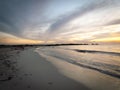 Aruba Coastal Sunset with gorgeous boat in foreground Royalty Free Stock Photo