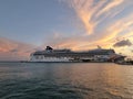 Aruba cruise boat moorde in the harbour of Aruba during the covid 19 pandemic Royalty Free Stock Photo