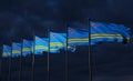 Aruba flags, Aruba flag with dark sky and clouds. Flags background. 3D work and 3D image