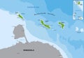 Aruba and Netherlands Antilles physical map Royalty Free Stock Photo