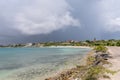 Aruba Refinery and lagoon - stormy sky Royalty Free Stock Photo