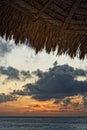 Aruba Sunset and Cabana Royalty Free Stock Photo