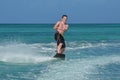 Aruba Young Man Riding a Wakeboard on a Warm Day Royalty Free Stock Photo