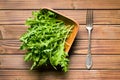 Arugula leaves in bowl Royalty Free Stock Photo