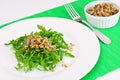 Arugula Salad with Germinated Grain in White Plate Royalty Free Stock Photo