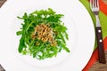 Arugula Salad with Germinated Grain in White Plate Royalty Free Stock Photo