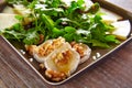 Arugula salad with goat cheese honey and nuts