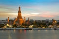 Arun pagoda temple waterfront after sunset Royalty Free Stock Photo