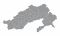 Arunachal Pradesh administrative map Royalty Free Stock Photo