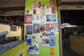 Sathya cafe wall with Invitation posters of awaken teachers Royalty Free Stock Photo