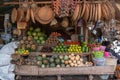 ARUSHA area: Native Market in Mto Wa Mbu near the Ngorongoro concervation area withdifferent fruits and wicker dishes