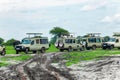 a car full of tourists. Tourists take pictures of a safari baby elephant in Tarangiri park