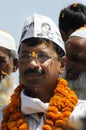 Arvind Kejriwal campaigning for Dr.Kumar Vishwas . Royalty Free Stock Photo