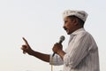 Arvind Kejriwal speaking in an election rally