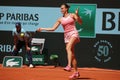 Aryna Sabalenka of Belarus in action during women Round 3 match against Kamilla Rakhimova of Russia at 2023 Roland Garros