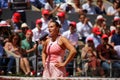 Aryna Sabalenka of Belarus during on court interview after Round 3 match against Kamilla Rakhimova of Russia at 2023 Roland Garros