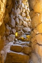 Arzachena, Sardinia, Italy - Archeological ruins of Nuragic complex La Prisgiona - Nuraghe La Prisgiona - with interior of stone