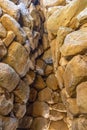 Arzachena, Sardinia, Italy - Archeological ruins of Nuragic complex La Prisgiona - Nuraghe La Prisgiona - with interior of stone