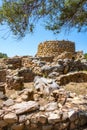 Arzachena, Sardinia, Italy - Archeological ruins of Nuragic complex La Prisgiona - Nuraghe La Prisgiona - with stone main tower