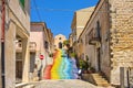 Arzachena, Sardinia, Italy - Stairs of Saint Lucia leading to the Church of Saint Lucia - Chiesa di Santa Lucia - at Corso