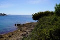 Arzon stone walking path along the brittany coast at vannes in west France Royalty Free Stock Photo