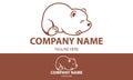 Brown Color Line Art Cartoon Baby Polar Bear Logo Design Royalty Free Stock Photo