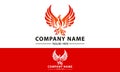 Red Color Legend Abstract Phoenix Myth with Red Background Logo Design