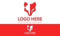 Red Color Angry Wolf Head Logo Design Royalty Free Stock Photo
