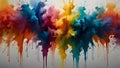 AI generated representation of the Holi festival with a burst of multi-colored gulal powder in an expressive form. Celebration con Royalty Free Stock Photo
