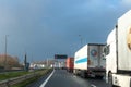 As brexit approaches, lines of trucks at the entrance to the Channel Tunnel