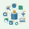 As a central element with related data analytics icons interconnecte Royalty Free Stock Photo